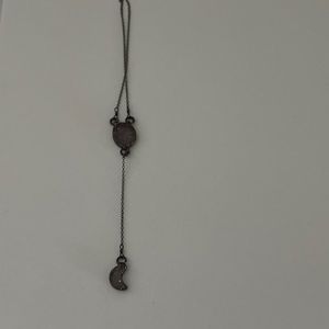 Purple druzy moon and star lariat necklace